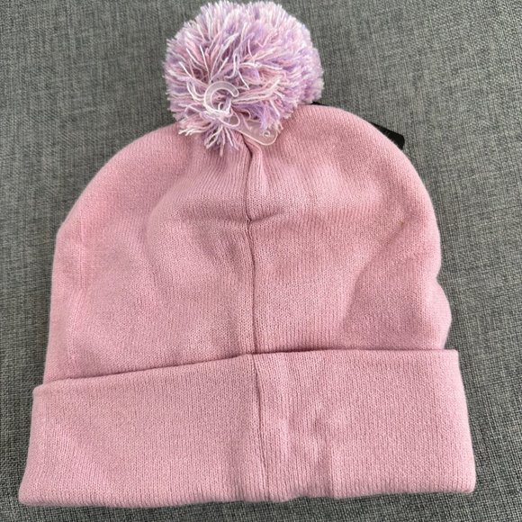 Girls Winter Hat Pink Doughnut Cane Beanie Pom Pom 100% Acrylic OS Knit Beanie - Picture 6 of 9